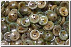 Piggy Beads, 4x8mm, white, op., blue/brown marbled, 25 Stk.