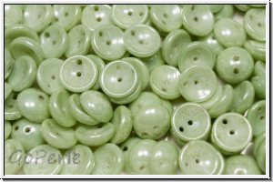 Piggy Beads, 4x8mm, white, op., lt. green marbled, 25 Stk.