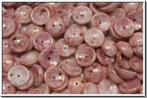 Piggy Beads, 4x8mm, white, op., rose marbled, 25 Stk.