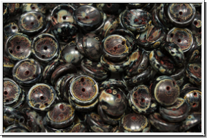 Piggy Beads, 4x8mm, black, op., picasso, 25 Stk.