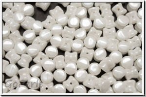 Diabolo-Beads, 5x5mm, white, op., luster, 25 Stk.