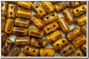 RUL-83120-86800, Rulla Beads, 3x5mm, yellow, op., picasso, 100 Stk. (ca. 11 g)