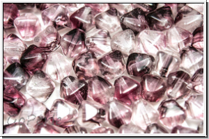 bhm. Glasperle, Bicone, 6mm, crystal, trans., amethyst ombriert, 30 Stk.