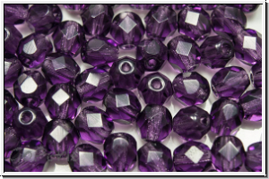 Bhm. Glasschliffperle, feuerpol., 6mm, purple velvet, trans., 25 Stk.