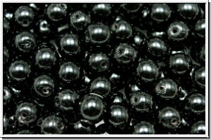 bhm. Glasperle, rund, 6mm, black, op., 25 Stk.