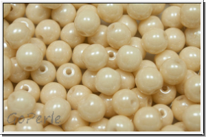 bhm. Glasperle, rund, 6mm, white, op., champagne luster, 25 Stk.