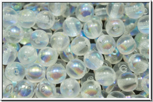 bhm. Glasperle, rund, 6mm, crystal, trans., AB, 25 Stk.