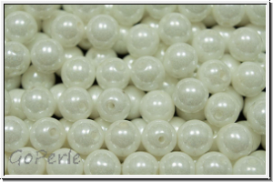 bhm. Glasperle, rund, 6mm, white, op., luster, 25 Stk.