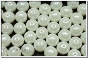 bhm. Glasperle, rund, 8mm, white, op., luster, 10 Stk.