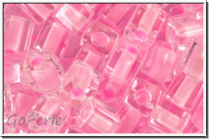 SB-04-0207, MIYUKI Squares, 4mm, crystal, trans., pink-ld., 15g