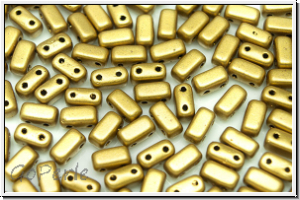 Brick CzechMates, 3x6mm, brass, met., satin, 25 Stk.