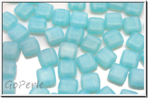 TILE-Beads, 6x6mm, aqua, lt., opal, matte, 25 Stk.