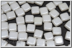 TILE-Beads, 6x6mm, white, alabaster, luster, 25 Stk.