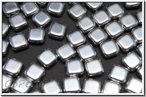 TILE-Beads, 6x6mm, crystal, trans., full silver, 25 Stk.