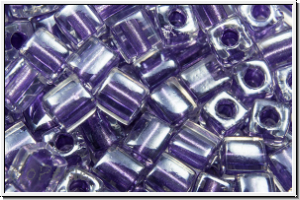 SB-03-2607, MIYUKI Squares, 3mm, crystal, trans., met. purple-ld., 10g