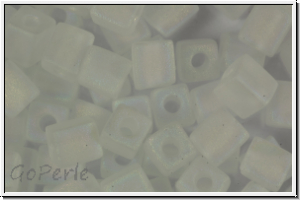 SB-04-0131fr, MIYUKI Squares, 4mm, crystal, trans., matte, AB, 15g