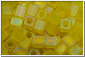 SB-04-0136fr, MIYUKI Squares, 4mm, yellow, trans., matte, AB, 15g