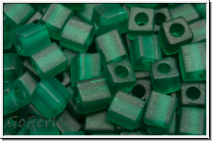 SB-04-0147f, MIYUKI Squares, 4mm, emerald, trans., matte, 15g