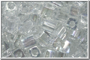 SB-04-0250, MIYUKI Squares, 4mm, crystal, trans., AB, 15g