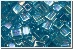 SB-04-0260, MIYUKI Squares, 4mm, aqua. trans., AB, 15g