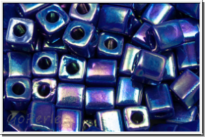 SB-04-0414r, MIYUKI Squares, 4mm, cobalt, op., AB, 15g