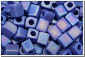 SB-04-0414fr, MIYUKI Squares, 4mm, cobalt, op., matte, AB, 15g