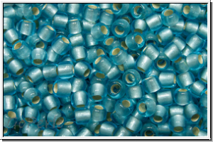 R-11-0023f, TOHO Rocailles, 11/0, aqua, trans., silver-ld., matte, 10g