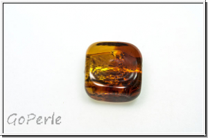 bhm. Lampenperle, Silbereinzug, Quadrat, amber/topaz, 1 Stk.