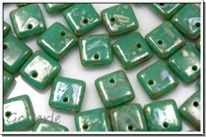 Squarelets, 6x6x2,5mm, seitl. Loch, jade, op., silver picasso, 50 Stk.