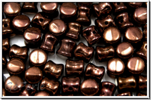 Diabolo-Beads, 5x5mm, chocolate, met., 25 Stk.