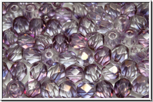 Bhm. Glasschliffperle, feuerpol., 5mm, amethyst, lt., trans., copper luster, 25 Stk.