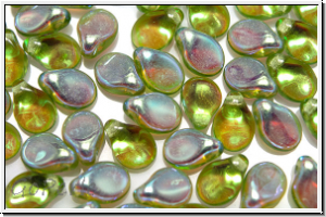 Pip-Beads, 5x7mm, olivine, lt, trans., AB., 50 Stk.