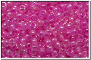 bhm. Rocailles, 11/0, crystal, trans., hot pink-ld., 10g