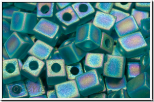 SB-04-2405fr, MIYUKI Squares, 4mm, teal, trans., matte, AB, 15g