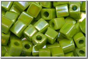 SB-04-0416r, MIYUKI Squares, 4mm, green, lime, op., AB, 15g