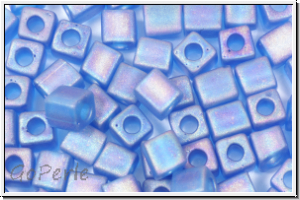 SB-04-0149fr, MIYUKI Squares, 4mm, blue, capri, trans., matte, AB, 15g