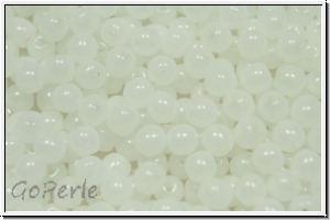 bhm. Glasperle, rund, 4mm, white, opal, 50 Stk.