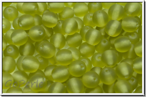 bhm. Glasperle, rund, 6mm, olivine, lt., trans., matte, 25 Stk.