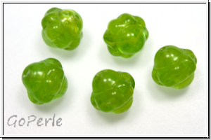 bhm. Glasperle, Kreisel, 9mm, peridot, opal, meliert, 1 Stk.