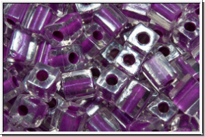 SB-04-0243, MIYUKI Squares, 4mm, crystal, trans., magenta-ld., 15g