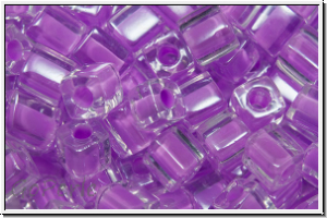 SB-04-0222, MIYUKI Squares, 4mm, crystal, trans., lavender-ld., 15g