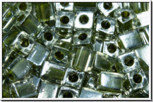 SB-04-0246, MIYUKI Squares, 4mm, crystal, trans., olivine-ld., 15g