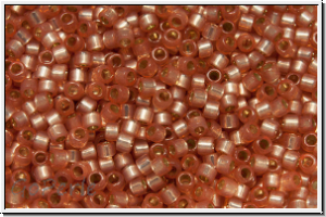 DB0622, MIYUKI Delica, 11/0, peach (dyed), dk., opal, silver-ld., 5g