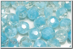 Bhm. Glasschliffperle, feuerpol., 8mm, crystal, trans., blue achat, 10 Stk.