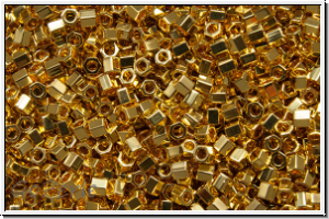 DBSC0031, MIYUKI Delicas Hex, 15/0, gold, bright, met., 24kt plated, 1g (Kleinere Menge!)