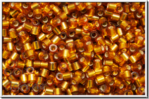 DBS0144, MIYUKI Delicas, 15/0, amber, dk., trans., silver-ld., 5g