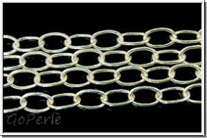 Gliederkette, oval, 5,0x3,5mm, silberfb., 925er Silber, Preis/10cm