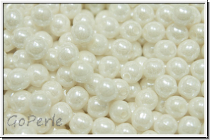 bhm. Glasperle, rund, 4mm, white, op., luster, 50 Stk.