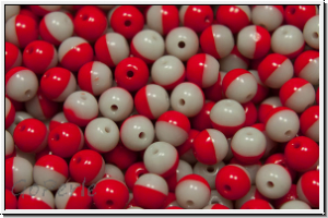 bhm. Glasperle, rund, 4mm, red/grey, op., 50 Stk.