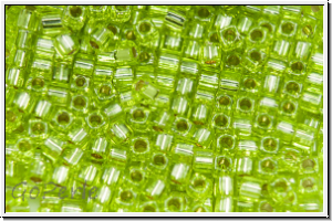 SBS-18-0014, MIYUKI Squares, 1,8mm, lime green, trans., silver-ld., 5g